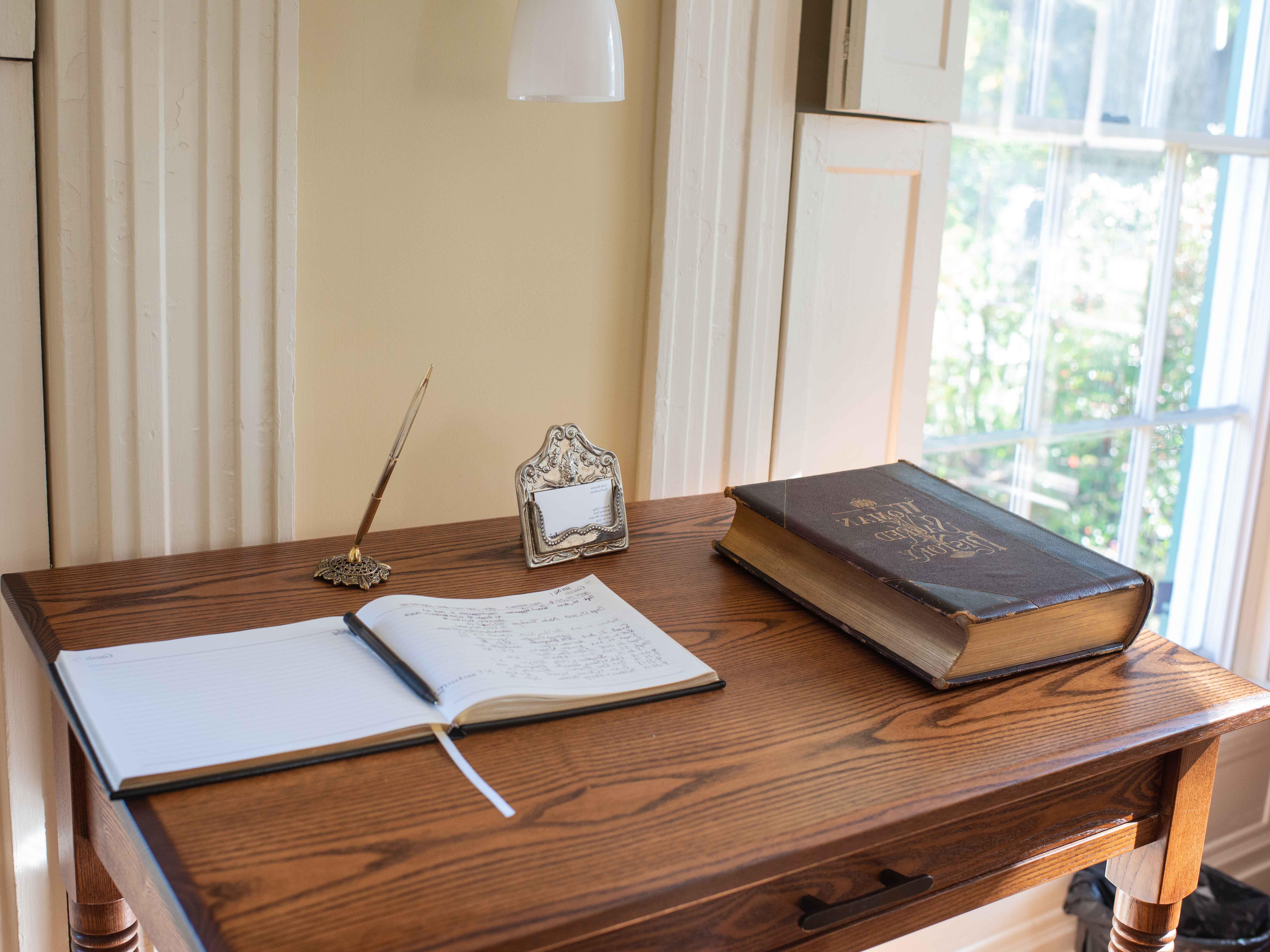 Desk and book in Harriet's Writing Room